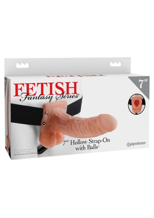 Fetish Fantasy Series Hollow Strap-On Dildo with Balls and Stretchy Harness 7in - Vanilla
