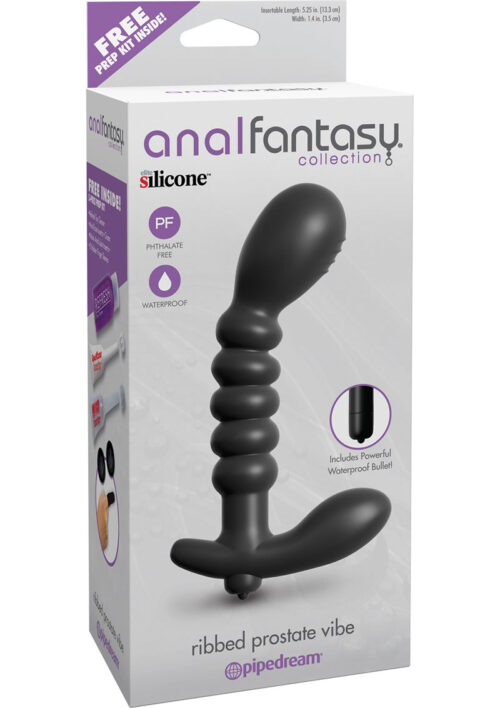 Anal Fantasy Collection Ribbed Prostate Vibe Silicone Waterproof 5.25 Inch