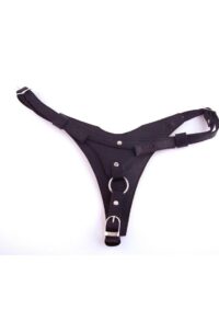 Rouge Female Dildo Leather Harness - Black