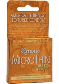 Kimono MicroThin Condoms Ribbed Plus Sensi Dots 3 Pack