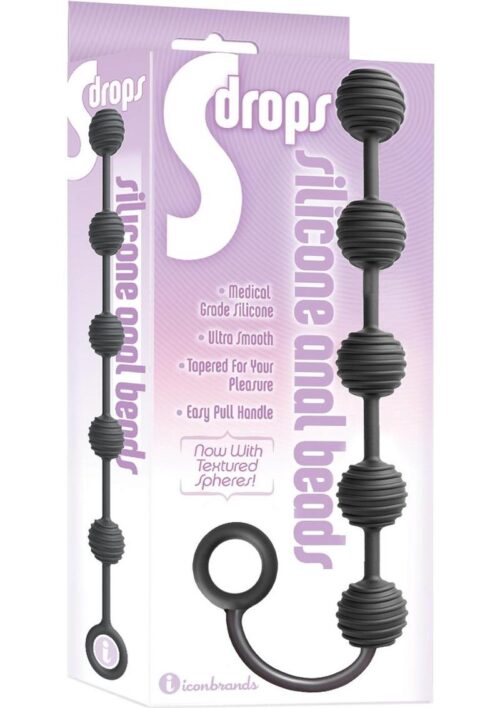 The 9`s - S Drops Silicone Anal Beads - Black