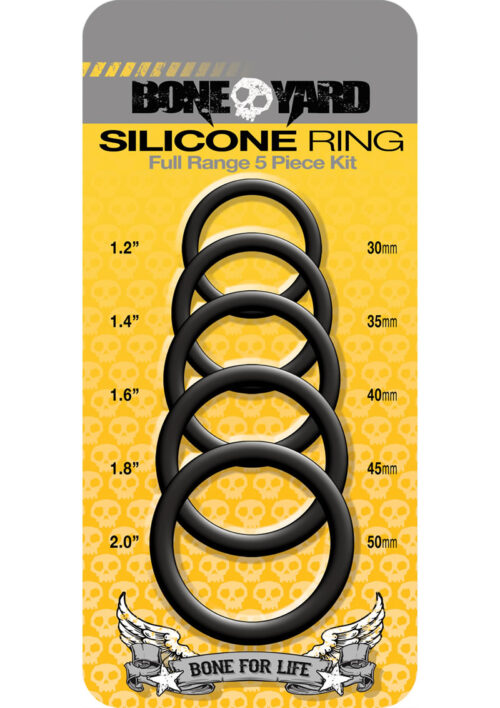 Boneyard Silicone Ring Cock Rings Full Range Kit (5 Piece Kit) - Black