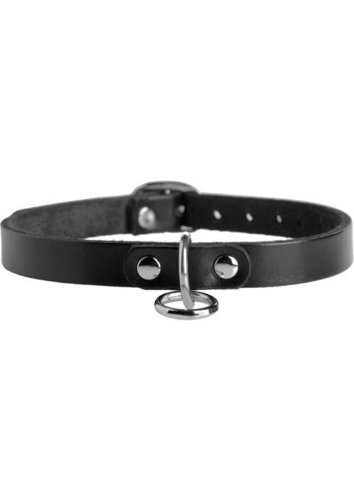 Strict Leather Unisex Leather Choker with O-Ring - S/M - Black