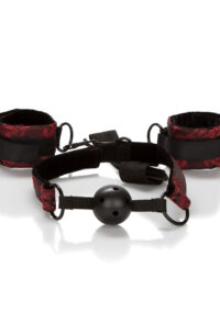 Scandal Breathable Ball Gag with Cuffs - Red