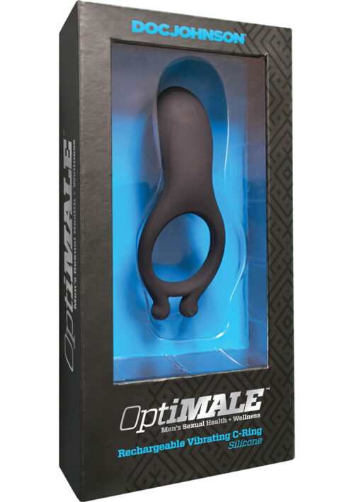 OptiMALE Rechargeable Silicone Vibrating C-Ring - Black