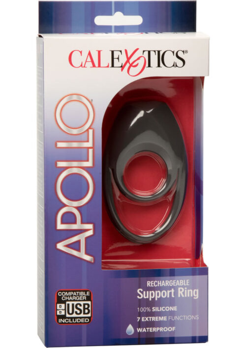 Apollo Rechargeable Silicone Support Cock Ring - Gray