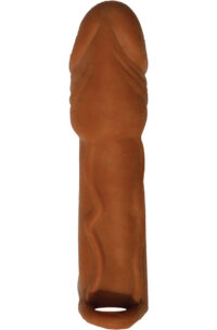 Skinsations Latin Lover Husky Lover Extension Sleeve with Scrotum Strap 6.5in - Caramel