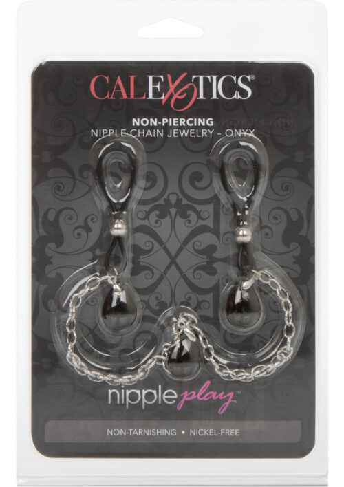Nipple Play Non Piercing Nipple Chain Jewelry - Onyx