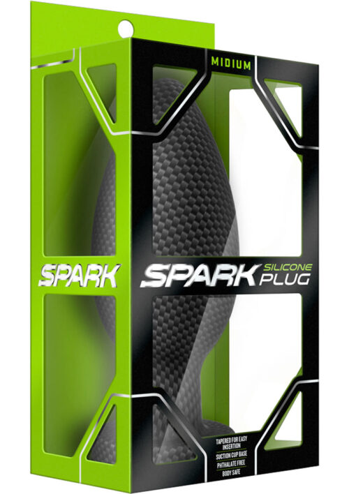 Spark Silicone Butt Plug - Medium - Carbon Fiber