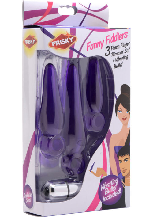 Frisky Fanny Fiddlers 3 Piece Finger Rimmer Set + Vibrating Bullet - Purple