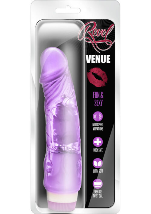 Revel Venue Vibrating Dildo 8in - Purple