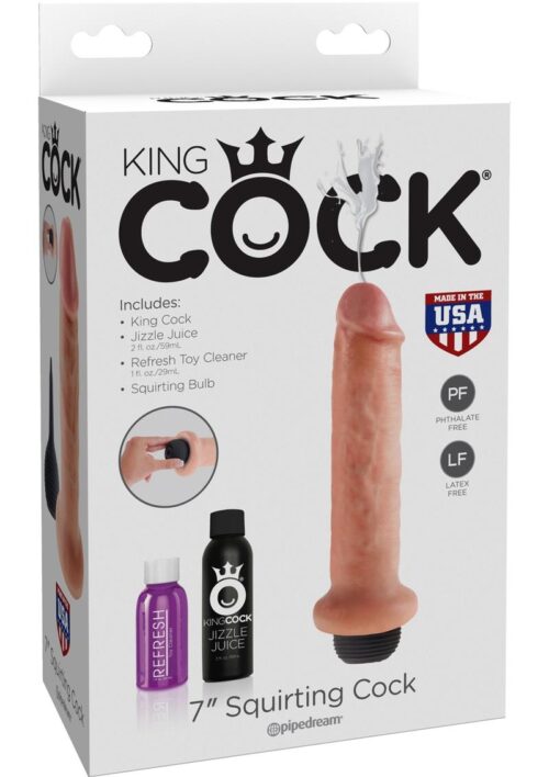 King Cock Squirting Dildo 7in - Vanilla