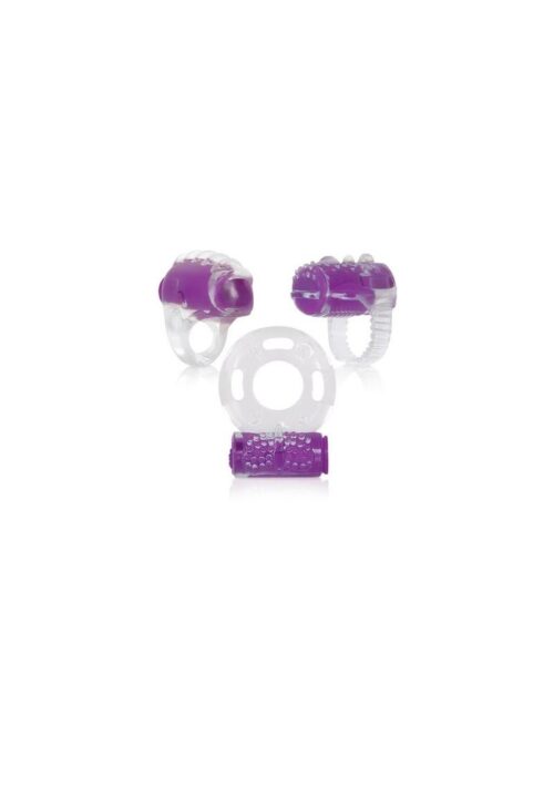 Ring True Cock Ring Set - Clear and Purple