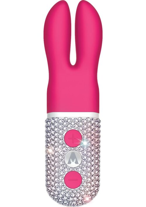 The Pocket Rabbit Limited Edition Crystalized Rechargeable Silicone Hot Pink And White
