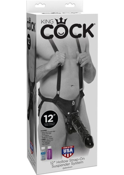 King Cock Hollow Strap-On Suspender System Kit Black 12 Inch