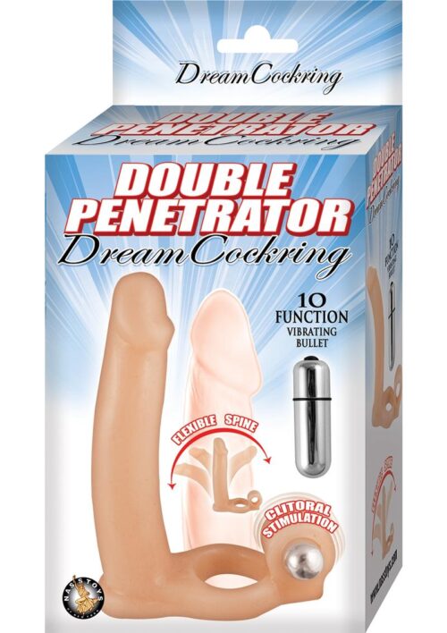 Double Penetrator Dream Vibrating Cockring - Vanilla