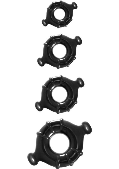 Renegade Vitality Cock Ring Kit (4 Per Set)- Black