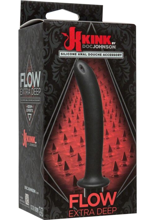Kink Flow Extra Deep Silicone Anal Douche Accessory Black