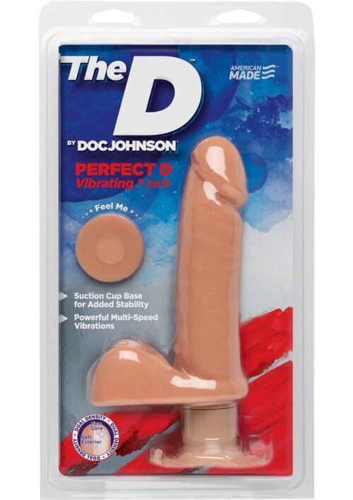 The D Perfect D Ultraskyn Vibrating Dildo with Balls 7in - Vanilla