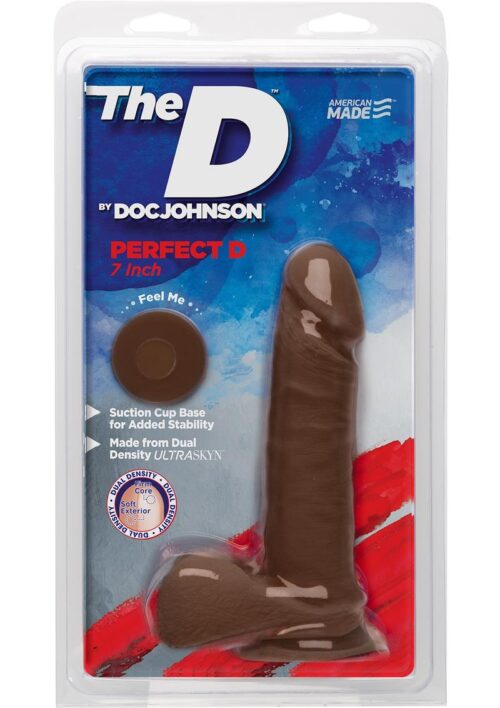 The D Perfect D Ultraskyn Dildo with Balls 7in - Chocolate