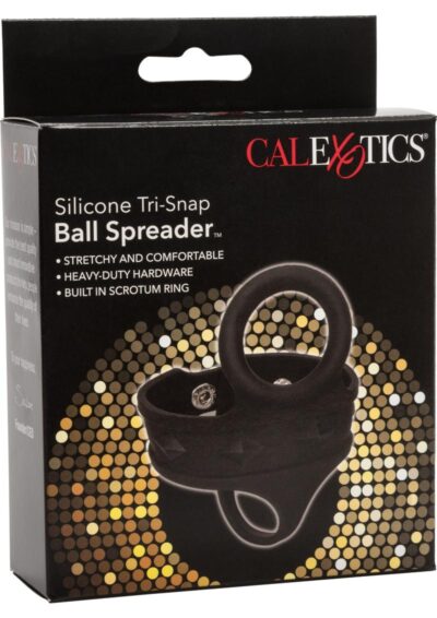 Silicone Tri-Snap Ball Spreader Cock Ring - Black