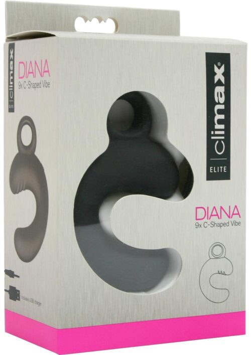 Climax Elite Diana C-sharped Silicone Rechargeable Vibrator - Black