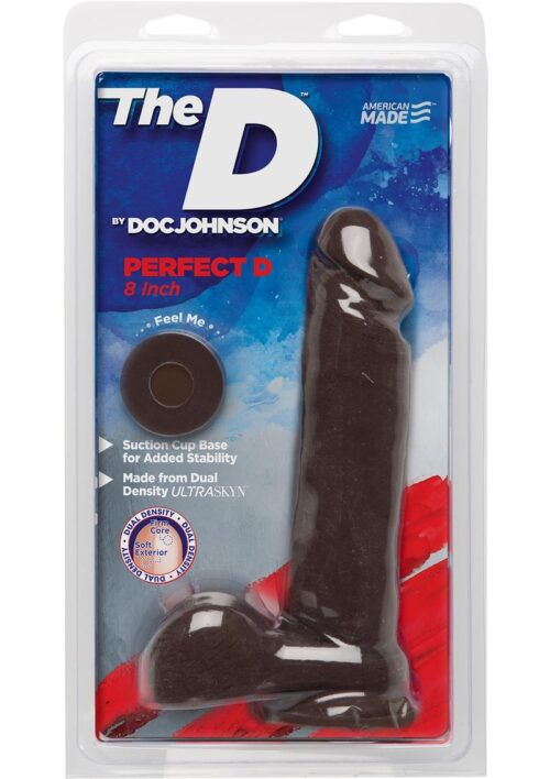 The D Perfect D Ultraskyn Dildo with Balls 8in - Chocolate