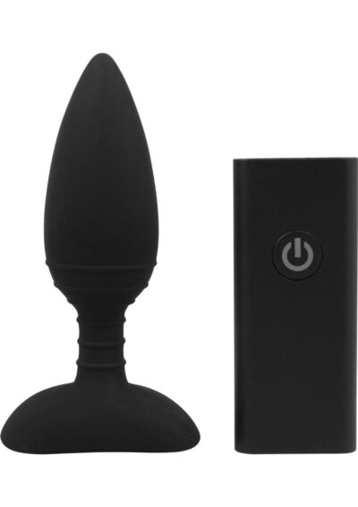 Nexus Ace Rechargeable Silicone Vibrating Butt Plug with Remote Control - Small- Black