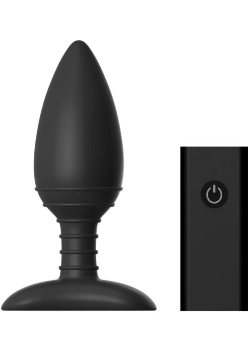 Nexus Ace Rechargeable Silicone Vibrating Butt Plug with Remote Control- Medium - Black