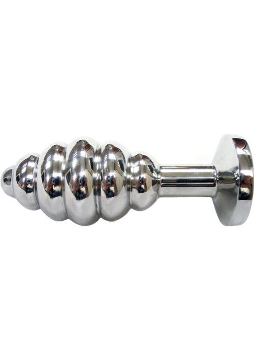 Rouge Threaded Stainless Steel Anal Plug - Large - Clear Jewel