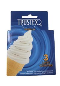 Trustex Lubricated Reservoir Tip Flavored Latex Condom Vanilla (3 Per Box)