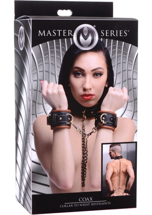 Master Series Coax Collar to Wrist Restraints - Brown