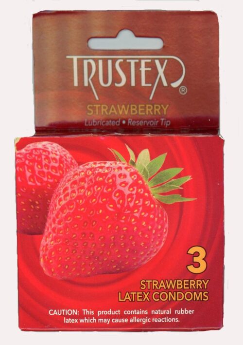 Trustex Lubricated Reservoir Tip Flavored Latex Condom Strawberry (3 Per Box)