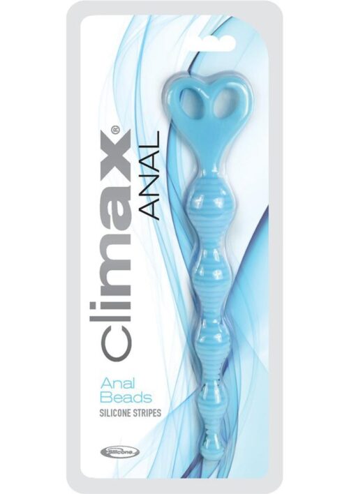 Climax Anal Silicone Stripes Anal Beads - Blue