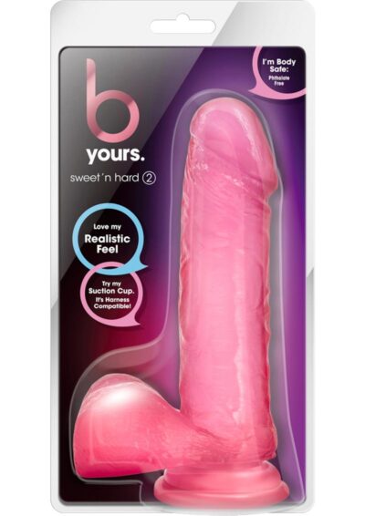 B Yours Sweet N` Hard 2 Dildo with Balls 7.75in - Pink