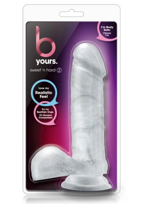 B Yours Sweet N` Hard 2 Dildo with Balls 7.75in - Clear