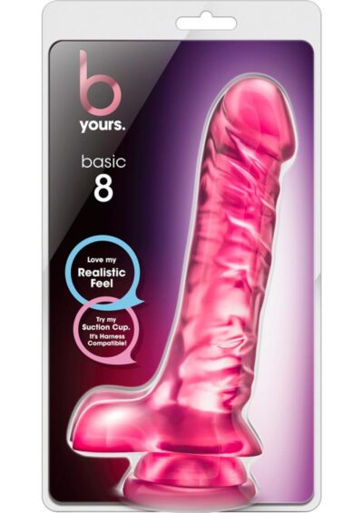 B Yours Basic 8 Dildo with Balls 9in - Pink