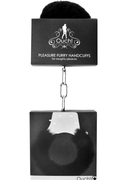 Ouch! Pleasure Furry Handcuffs - Black