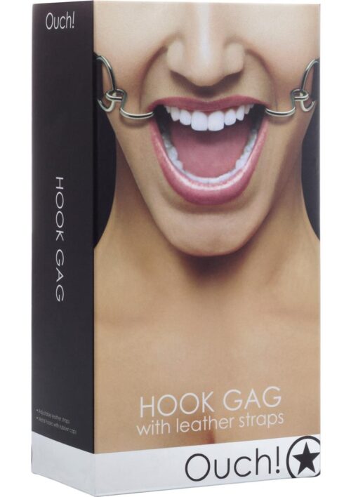 Ouch! Hook Gag With Leather Strap - Black