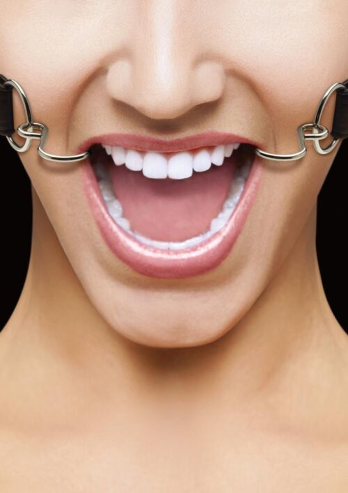 Ouch! Hook Gag With Leather Strap - Black