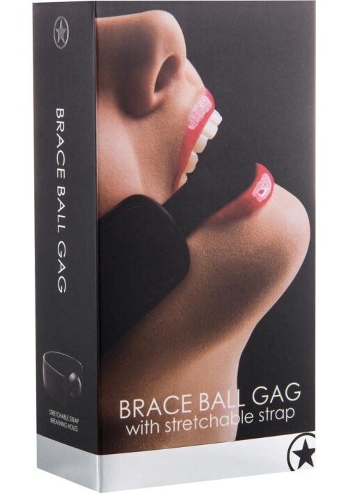 Ouch! Brace Ball Gag With Stretchable Strap - Black