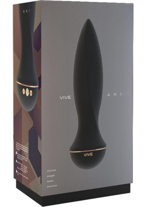 Vive Aki Silicone Rechargeable Vibrating Butt Plug - Black
