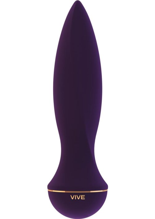 Vive Aki Silicone Rechargeable Vibrating Butt Plug -Purple
