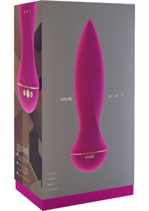Vive Aki Silicone Rechargeable Vibrating Butt Plug - Pink