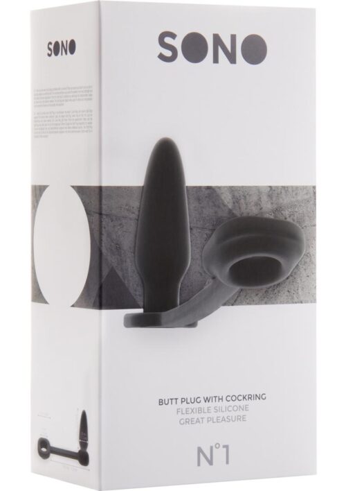 Sono No 1 Butt Plug With Cock Ring Flexible Silicone - Black
