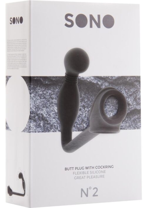 Sono No 2 Butt Plug With Cock Ring Felxible Silicone - Black