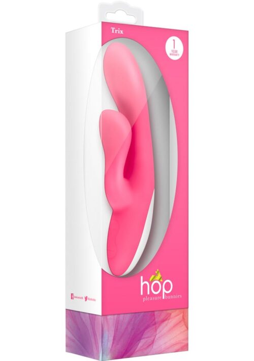 Hop Trix Rechargeable Silicone Rabbit Vibrator- Cerise