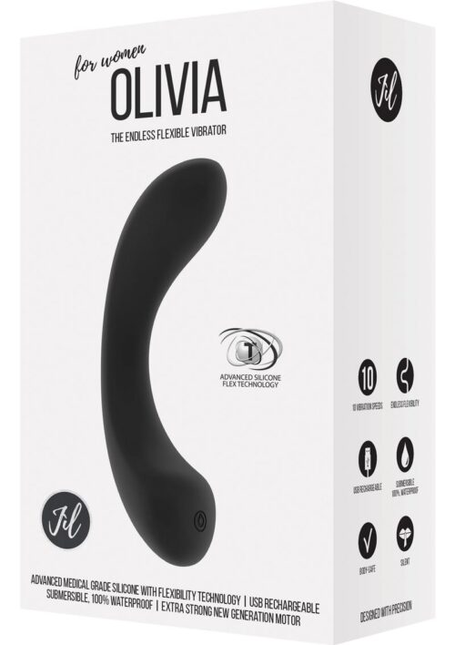 Jil Olivia Flexible Silicone Rechargeable Vibrator - Black