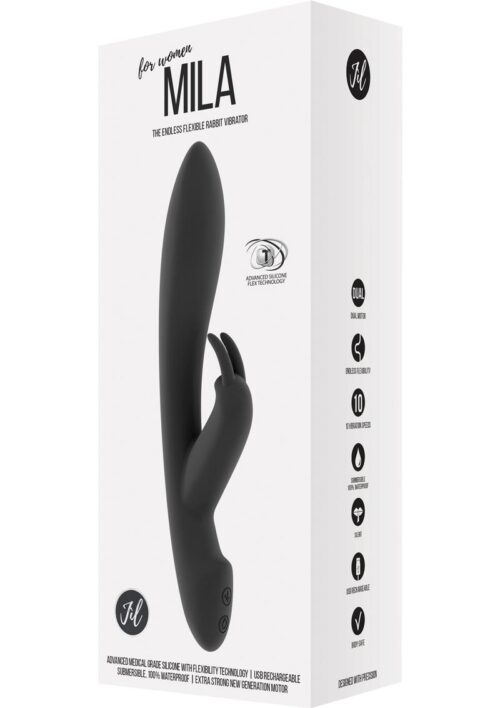 Jil Mila Flexible Silicone Rechargeable Rabbit Vibrator - Black