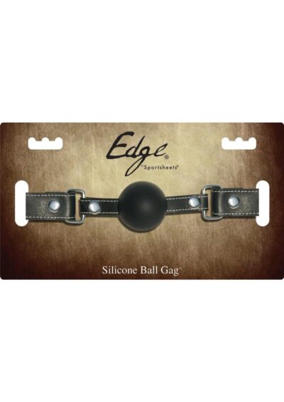 Edge Silicone Ball Gag with Adjustable Leather Strap - Black
